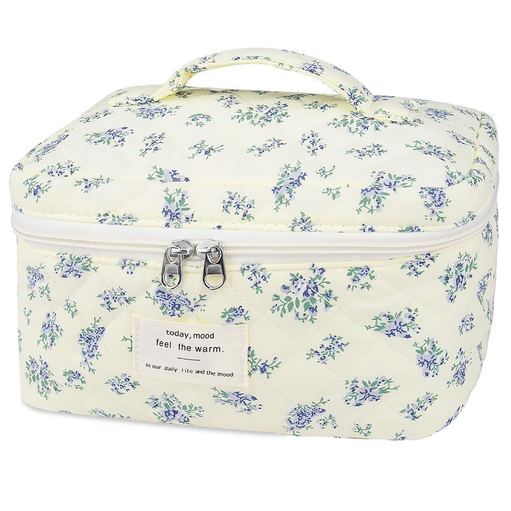Large Travel Quilted Makeup Bag For Women,big Floral Cotton Cosmetic Bag, Cute🦖